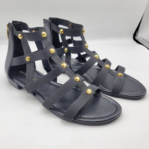 MARC FISHER PAMMY GOLD STUDDED GLADIATOR SANDALS - Picture 2 of 10